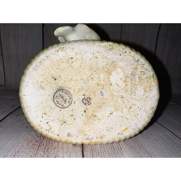 Czech Bird on Basket Red Mark Czechoslovakia Yellow Blue Art Pottery Antique - Picture 11 of 12